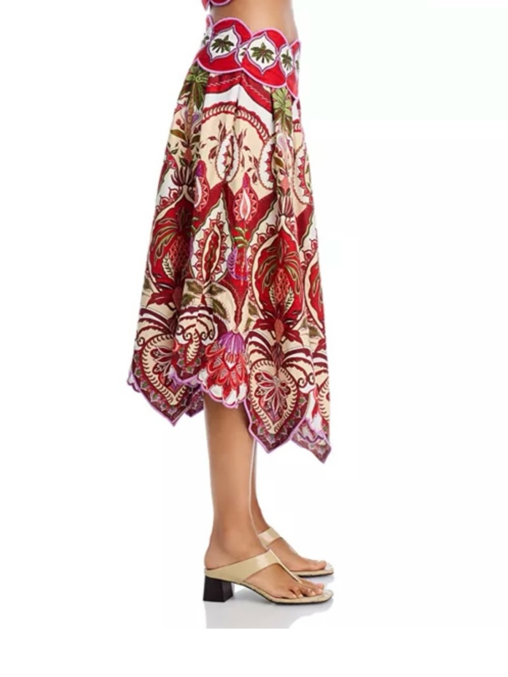 Farm Rio Red Odara Scalloped Midi NWOT - Picture 2 of 10